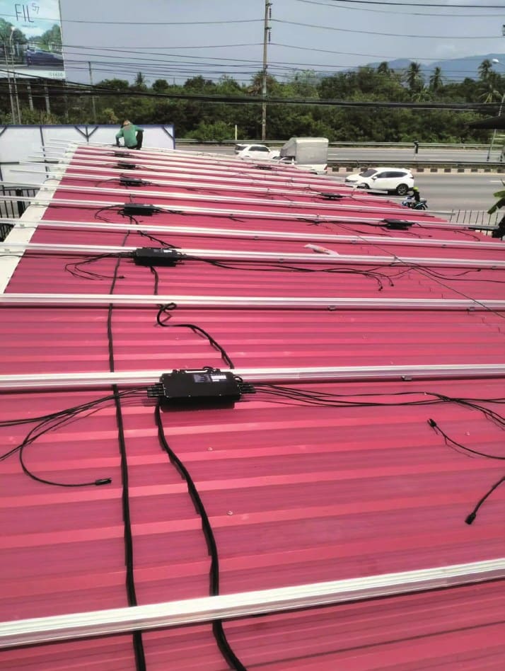 Microinverters on a metal roof